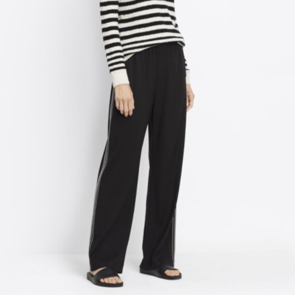 NWT Vince Wide Leg Side Striped Track Pants XS Black